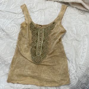 Gold/tan tank top embellished with rhinestones. Wore once! Great condition
